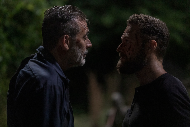 Negan (Jeffrey Dean Morgan) and Aaron (Ross Marquand) have unresolved issues.